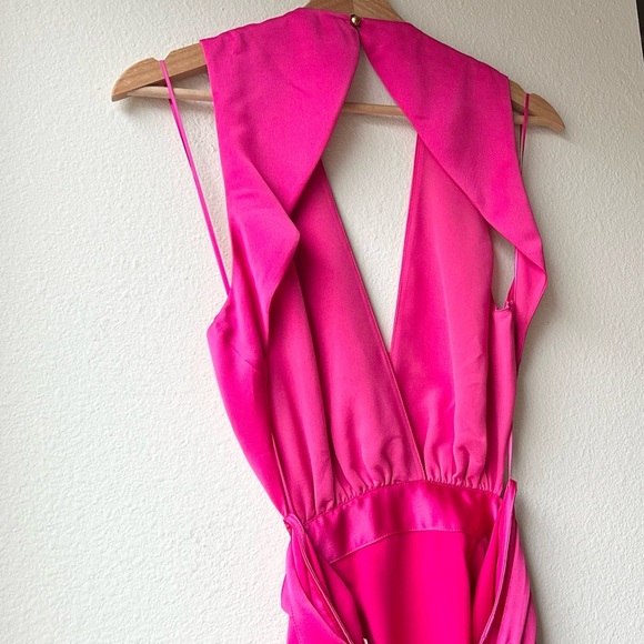 NWT Ramy Brook Milan Open Tie Back Column Gown Hot Pink Sz 12 - Picture 10 of 15